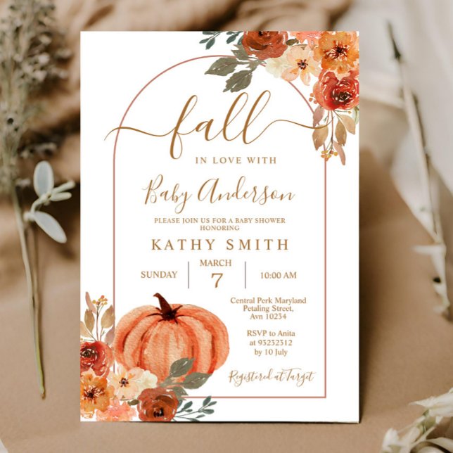 Boho Arch Fall In love Baby Shower Rustic Floral Invitation (Creator Uploaded)