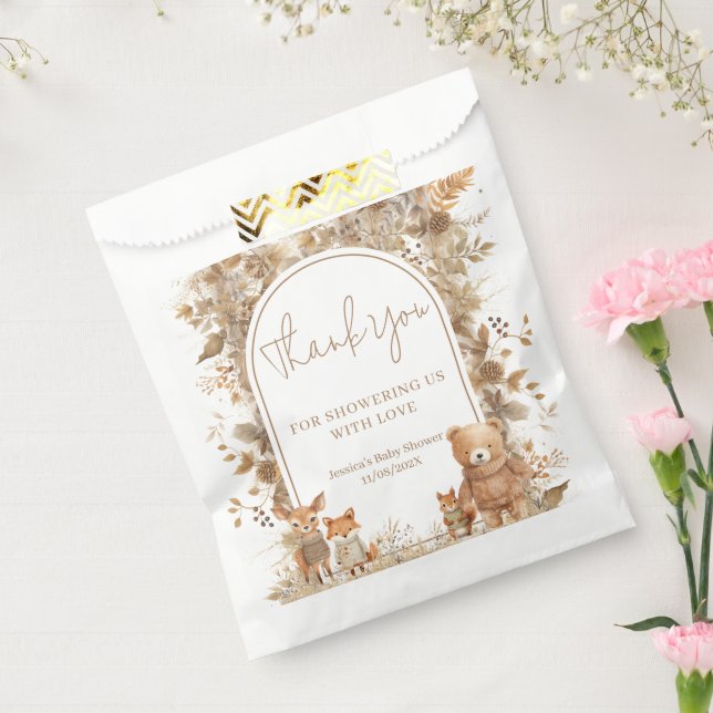 Boho Arch Fall  Woodland Animals Baby Shower Favour Bags (Sealed)