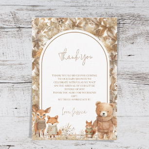 Boho Arch Fall  Woodland Animals Baby Shower Thank You Card