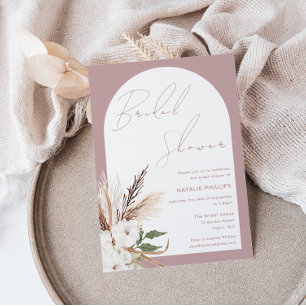 Boho Arch Floral Dusty Rose Blush Bridal Shower Invitation
