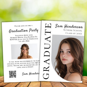 Boho Arch Graduation College Fund QR Code  Invitation