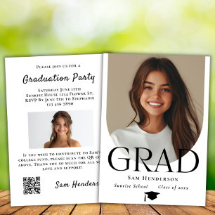 Boho Arch Graduation College Fund QR Code  Invitation