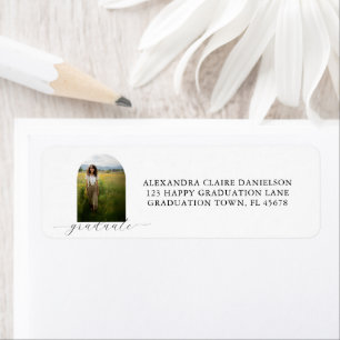 Boho Arch Graduation Return Address Label White