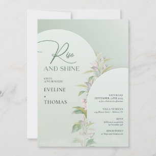 Boho arch greenery blush floral Rise and shine Invitation