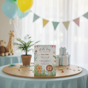 Boho Arch Greenery Woodland Animals Baby Shower Invitation