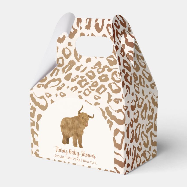 Boho Arch Holy Cow Western Baby Shower Favour Box (Front Side)