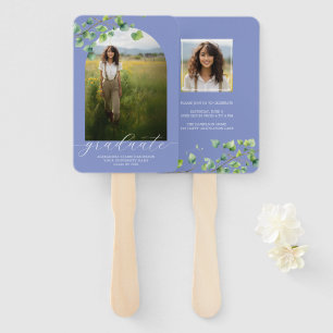 Boho Arch Ivy, Cornflower Blue Graduation Hand Fan