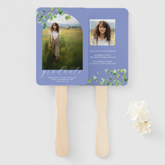Boho Arch Ivy, Cornflower Blue Graduation Hand Fan