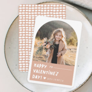 Boho Arch Kids Photo Classroom Valentine's Day Card