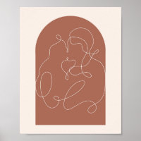 Boho Arch Kissing Continual Linear Line Art 1