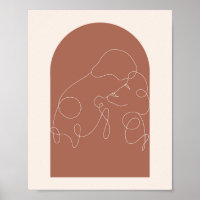 Boho Arch Kissing Continual Linear Line Art 2