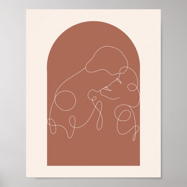 Boho Arch Kissing Continual Linear Line Art 2 Poster (Front)