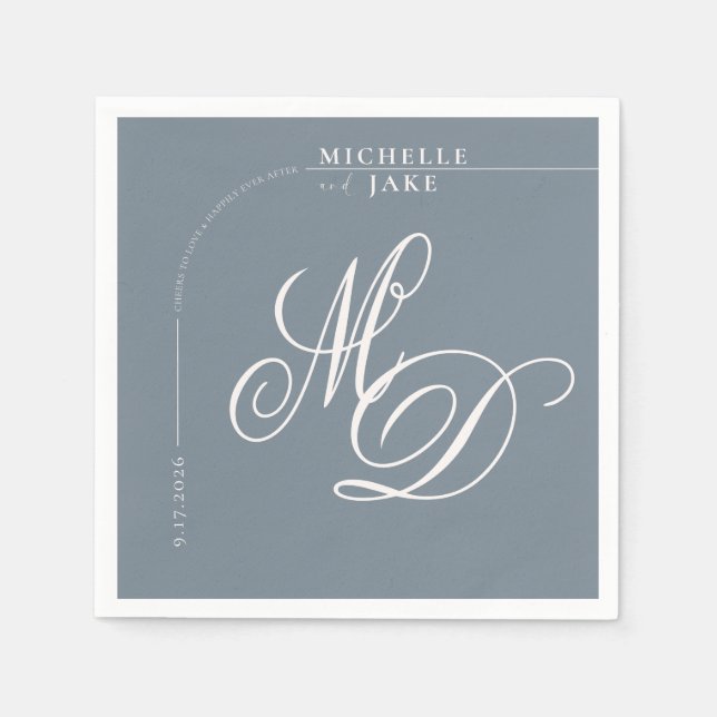 Boho Arch Minimalist Calligraphy Script Wedding  N Napkin (Front)