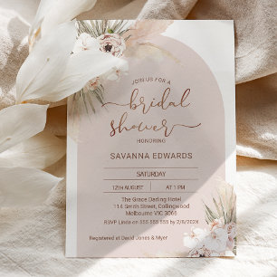 Boho Arch Orchards Pampas Grass Bridal Shower Invitation
