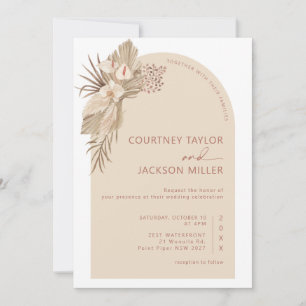 Boho Arch Pampas Grass Wedding Invitation