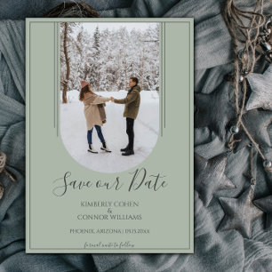 Boho Arch Photo Save the Date Sage Green