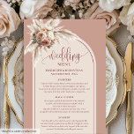 Boho Arch Powder Pink Pampas Floral Wedding Menu<br><div class="desc">✅ For matching items search ROSE in my collections ✅ Celebrate your big day with this Elegant Boho Dusty Pink Pampas Floral Wedding Menu, designed to complement modern, rustic, or romantic wedding themes. Featuring soft pastel tones, watercolor pampas grass, and delicate florals, this menu adds a timeless touch of elegance...</div>