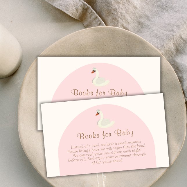 Boho Arch Princess Swan Books For Baby Shower  Enclosure Card (Boho Arch Princess Swan Books For Baby Shower Enclosure Card)