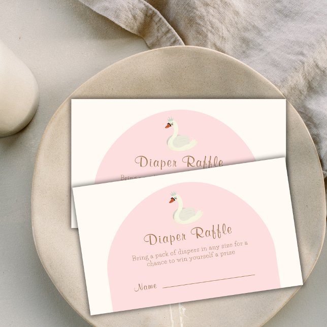 Boho Arch Princess Swan Diaper Raffle Baby Shower  Enclosure Card (Boho Arch Princess Swan Diaper Raffle Baby Shower Enclosure Card)
