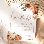 Boho Arch Pumpkin Fall Floral Terracotta Save The Date<br><div class="desc">Save The Date invitations in beautiful fall colours with pumpkins and floral.</div>