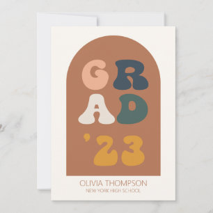 Boho Arch Retro Graduation Custom Invitation