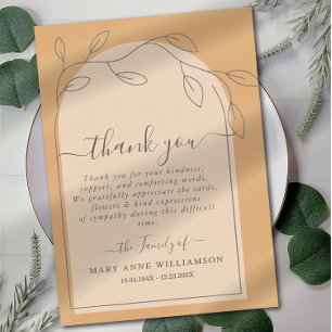 Boho Arch Script Funeral Thank You Card