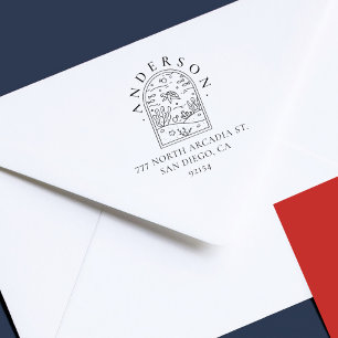 Boho Arch Sea Turtle Custom Return Address Rubber Stamp