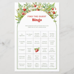 Boho Arch Strawberry Find The Guest Bingo game
