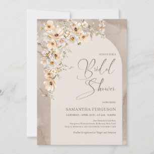 Boho Arch Summer Neutral Wildflower Rustic   Invitation