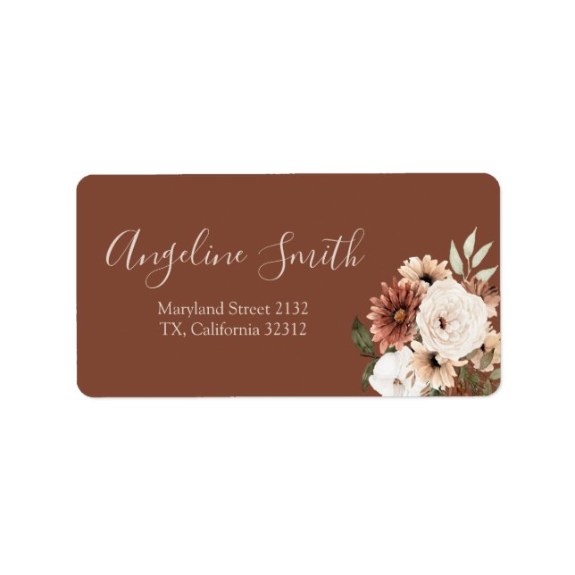 Boho Arch Terracota Floral Baby Shower Address Label (Front)