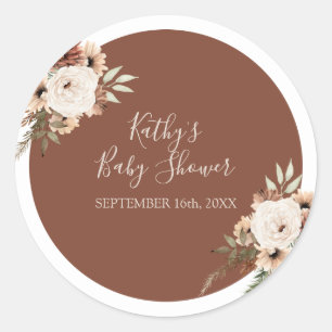 Boho Arch Terracota Floral Thank You Sticker