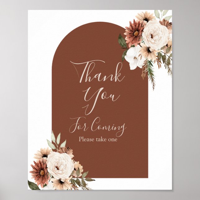Boho Arch Terracota White Thank you for coming Poster (Front)