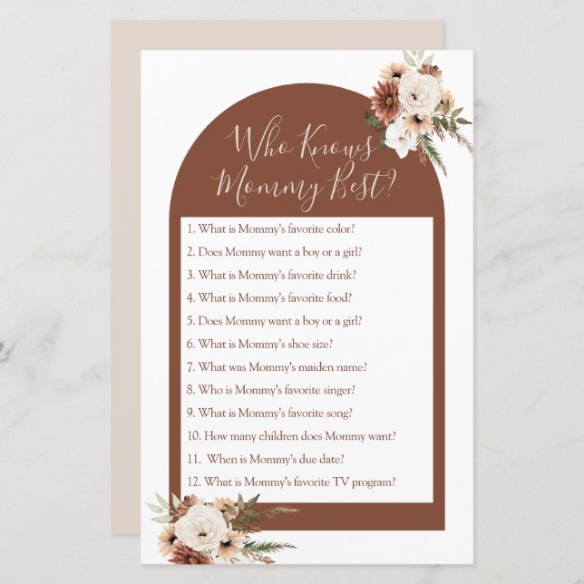 Boho Arch Terracota Who Knows Mummy Best Game (Front/Back)