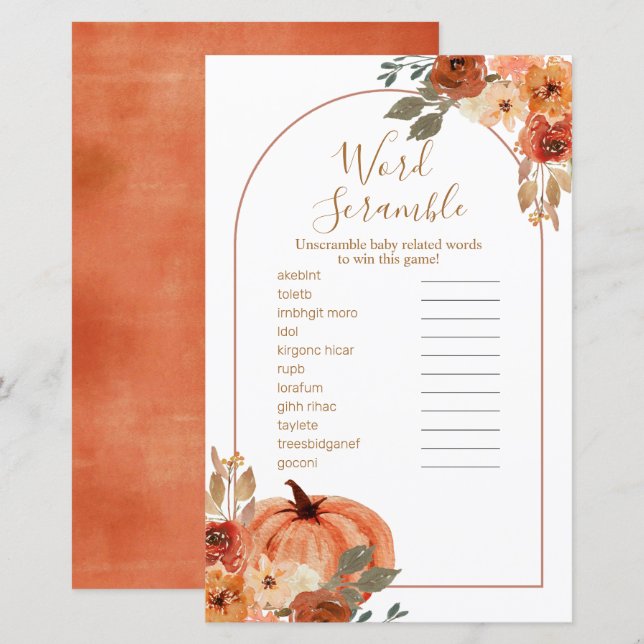 Boho Arch Terracotta Floral Word Scramble (Front/Back)