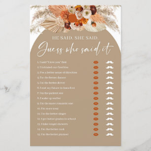 Boho arch terracotta he said she said bridal game