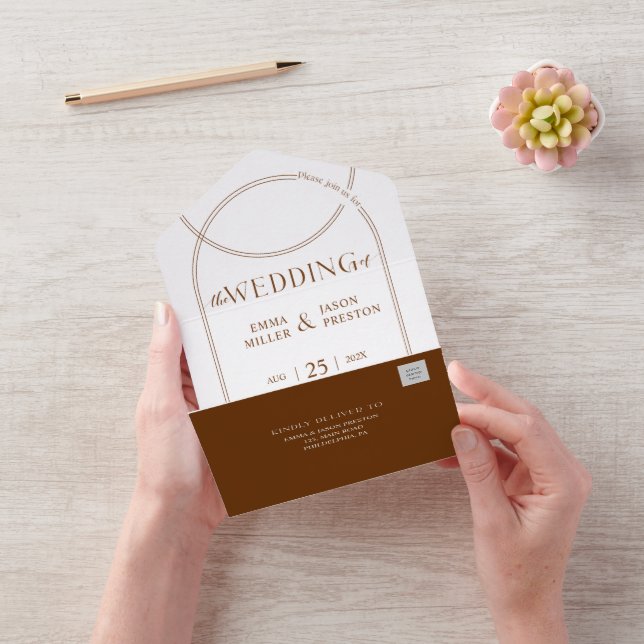Boho Arch Terracotta Wedding Invitation with photo (Video)