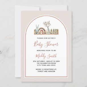 Boho Arch Toys Terracotta Rainbow Baby Shower Invitation