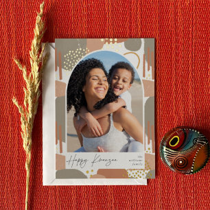 Boho Arch   Vertical Photo Kwanzaa Foil Holiday Card