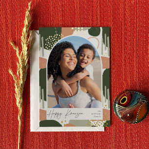 Boho Arch Vertical Photo Kwanzaa Foil Holiday Card