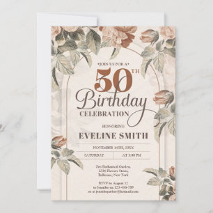Boho arch vintage terracotta rose sage green invitation