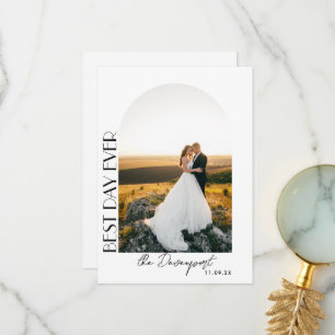 Boho Arch Wedding Photo Thank you Card