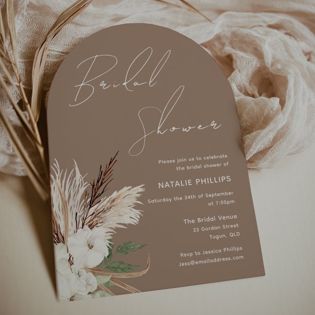 Boho Arch White Floral Bridal Shower Invitation (Creator Uploaded)