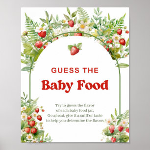 Boho Arch Wild Strawberry Guess The Baby Food game Poster