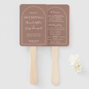 BOHO Arches terracotta wedding program fan