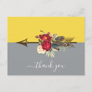 Boho Arrow Colorblock Thank You Postcard