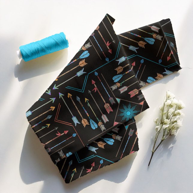 Boho Arrows and Sun V11 Multi-Colour Black ID748 Fabric (Creator Uploaded)