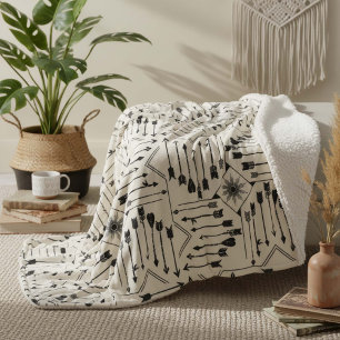 Boho Arrows and Sun V12 ID748 Sherpa Blanket