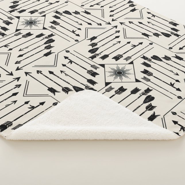 Boho Arrows and Sun V12 ID748 Sherpa Blanket (3/4)