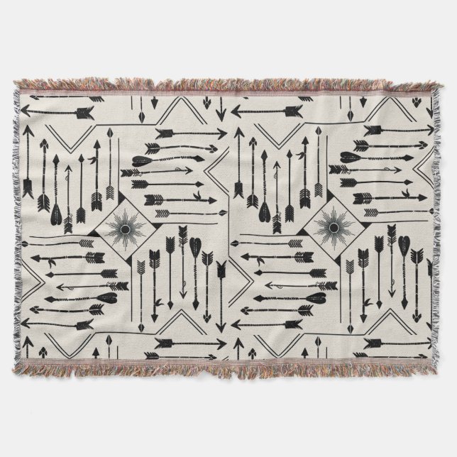 Boho Arrows and Sun V12 ID748 Throw Blanket (Front)