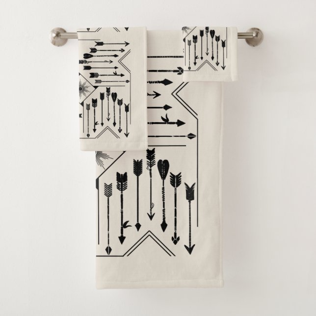 Boho Arrows and Sun V12 Sq ID748 Bath Towel Set (Insitu)